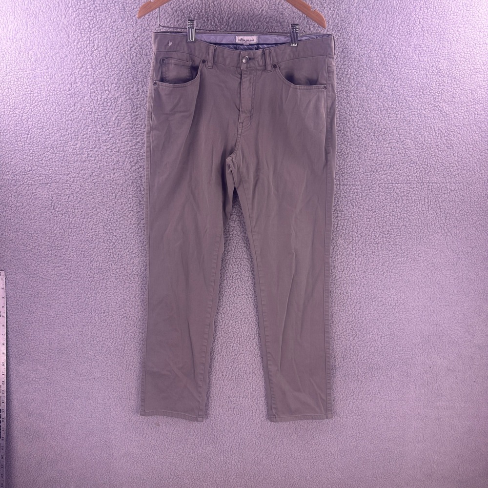 Peter Millar Mens 34 Tan Khaki Five Pocket Stretch Cotton Straight Leg Pants